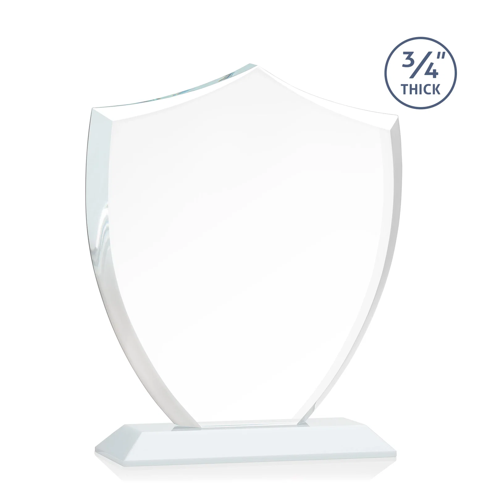Custom printed Starfire Crystal Shield Award on Mitered Base, wood awards, with your logo for graduation ceremonies