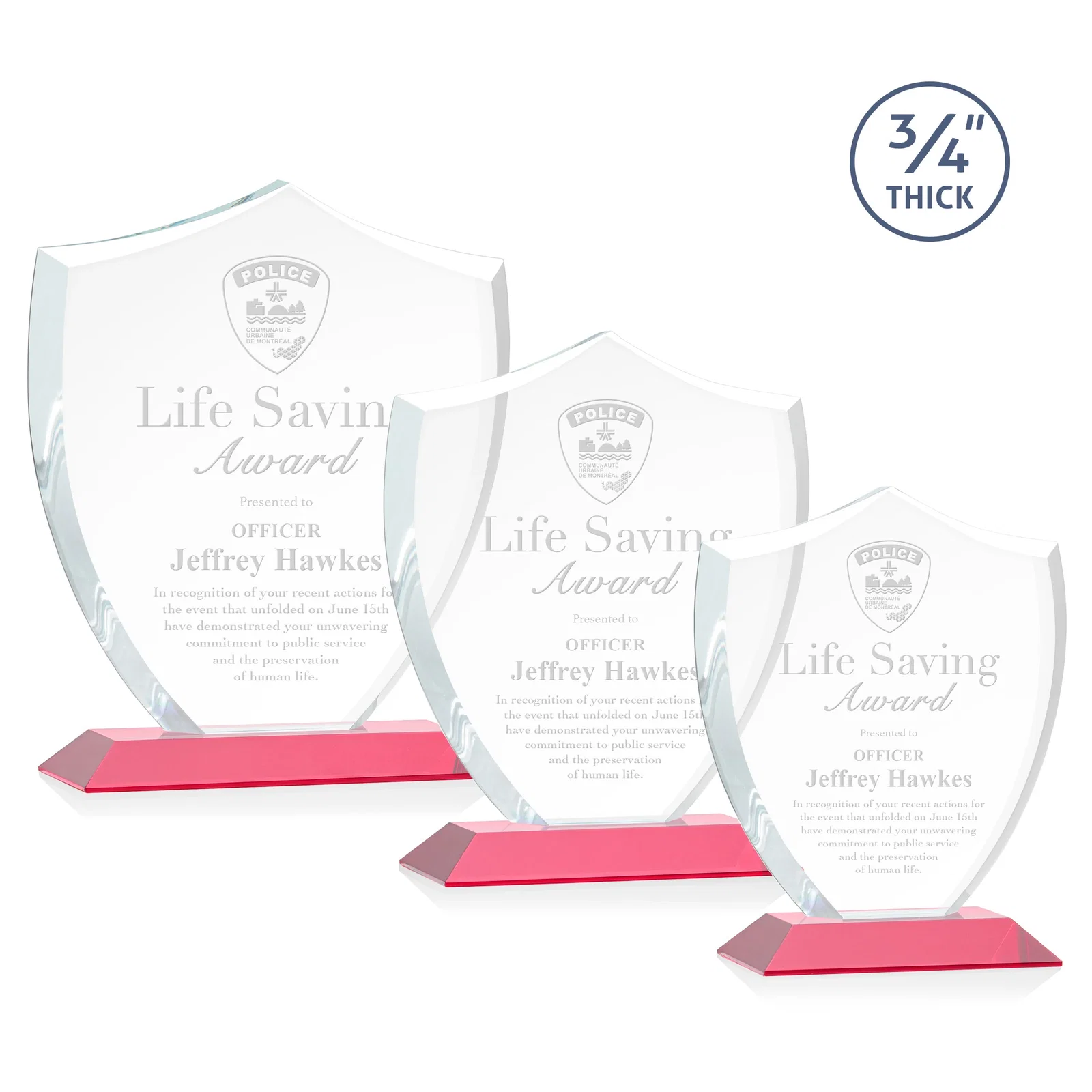 Promotional Starfire Crystal Shield Award on Mitered Base, wood awards for corporate award ceremonies