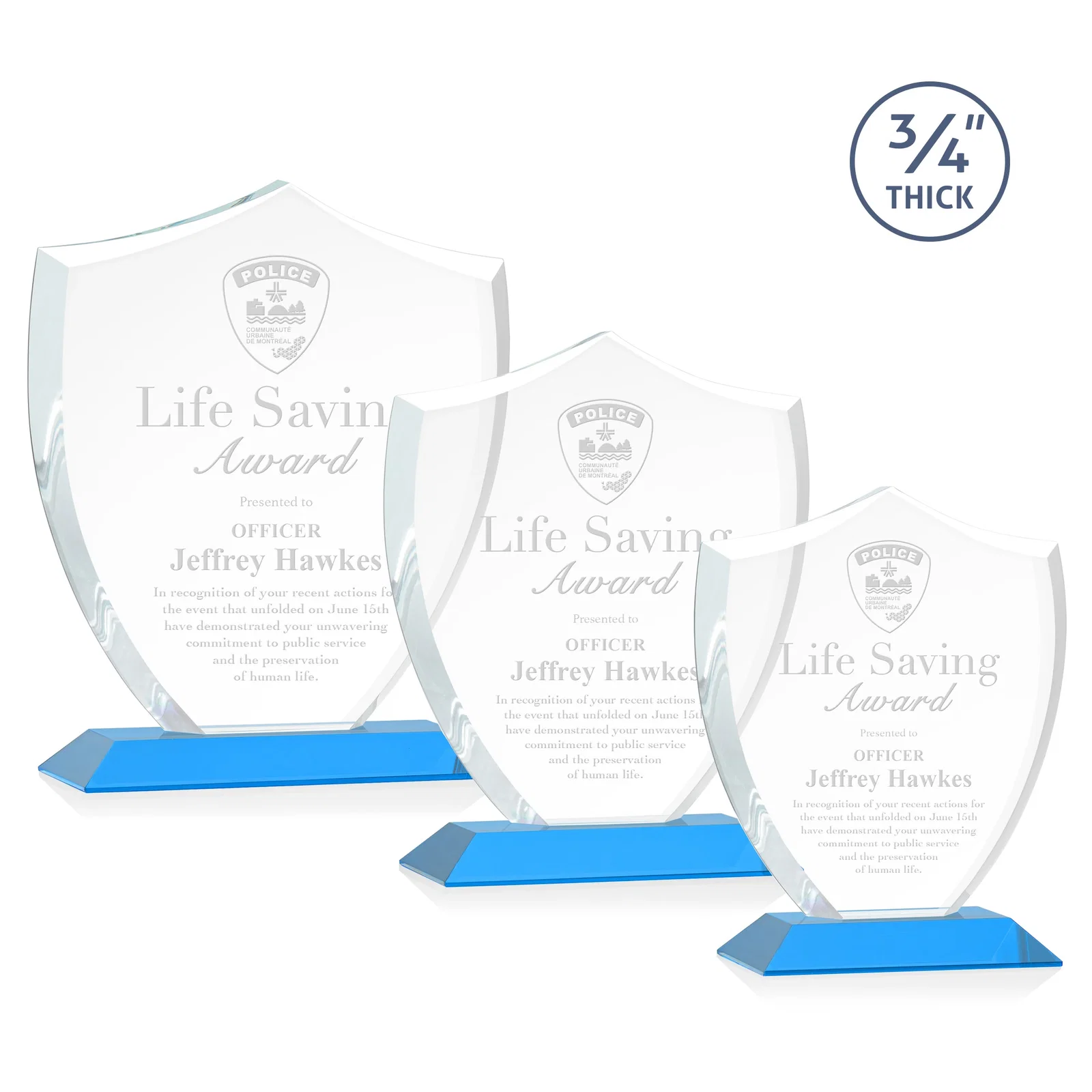 Promotional Starfire Crystal Shield Award on Mitered Base, wood awards for team milestone celebrations