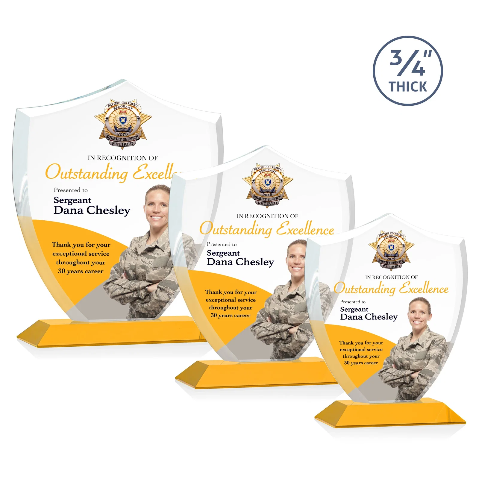Branded Starfire Crystal Shield Award on Mitered Base, wood awards for team milestone celebrations