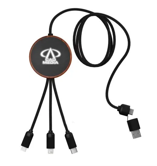 SCX Innovative Design™ 5-in-1 Bamboo 5W Wireless Charging Cable