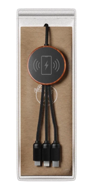 Custom SCX Design® 5-in-1 Bamboo 5W Wireless Charging Cable — view 2