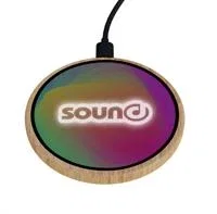 SCX Innovative Design™ Full-Color Bamboo 15W Wireless Charger — view 2