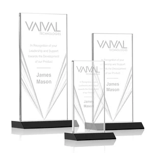 Starfire Crystal Rectangle Award With Full-Length Accent Lines