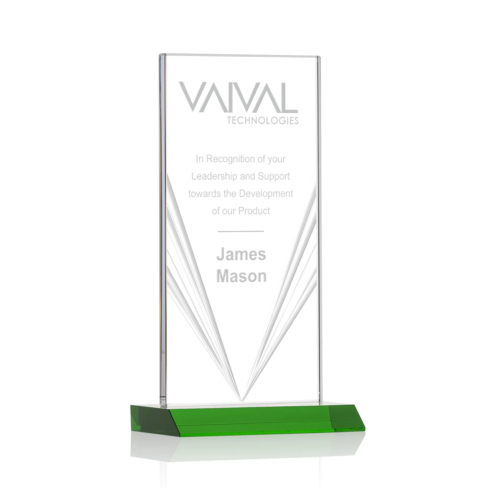 Custom Starfire Crystal Rectangle Award With Full-Length Accent Lines, awards for dealer and partner awards
