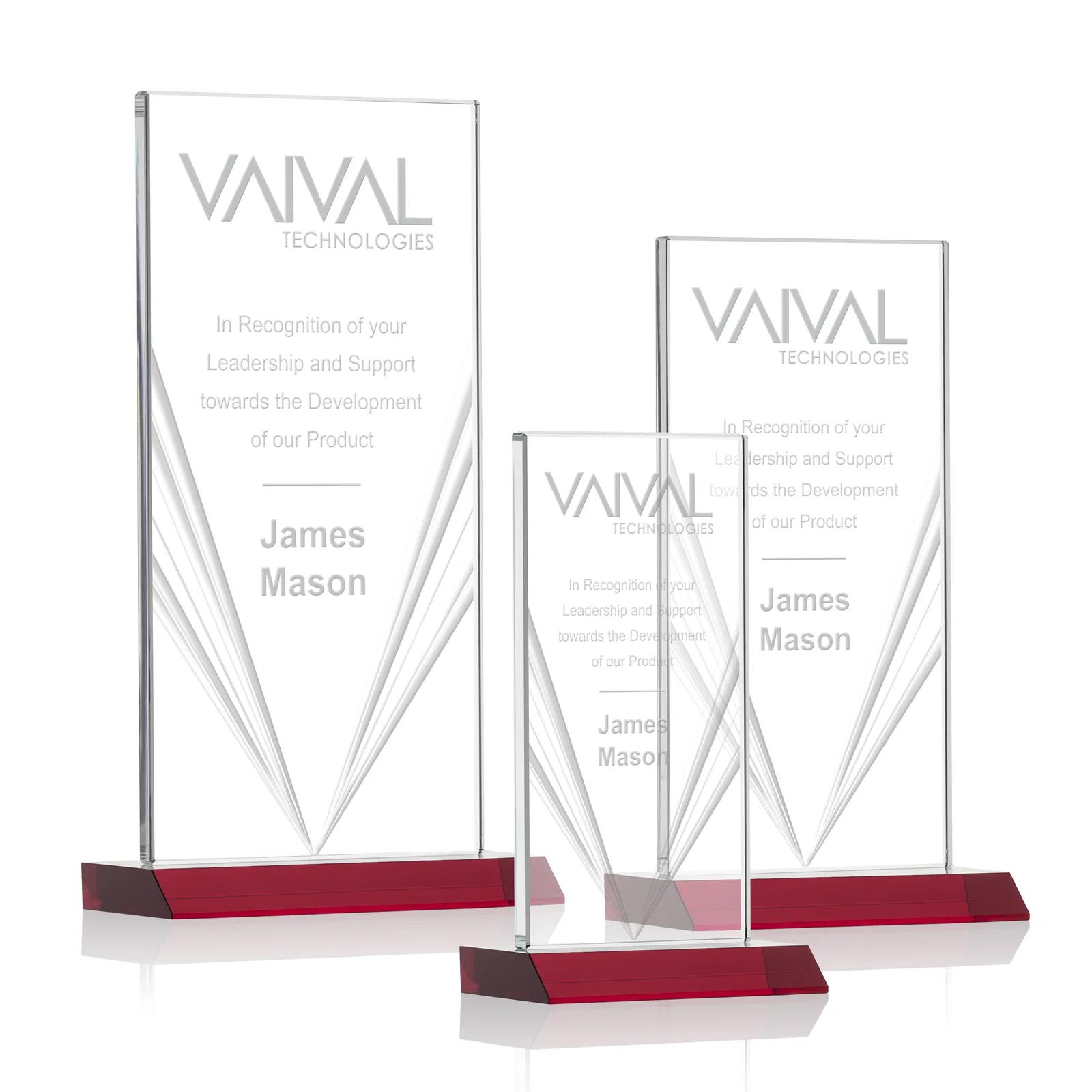 Personalized Starfire Crystal Rectangle Award With Full-Length Accent Lines, awards for retirement presentations