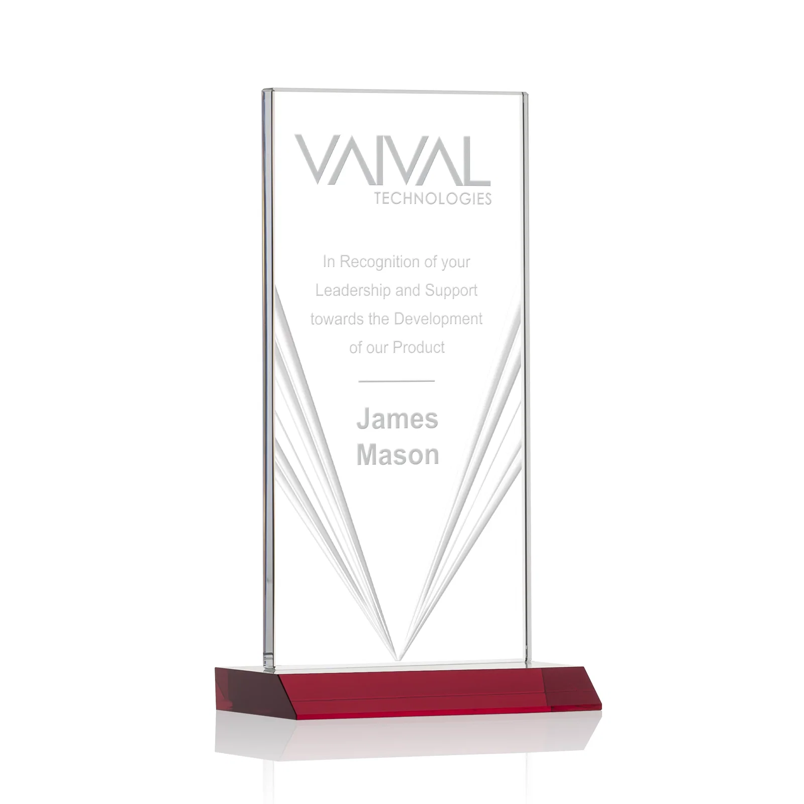 Personalized Starfire Crystal Rectangle Award With Full-Length Accent Lines, awards for donor appreciation