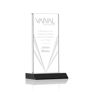 Starfire Crystal Rectangle Award With Full-Length Accent Lines