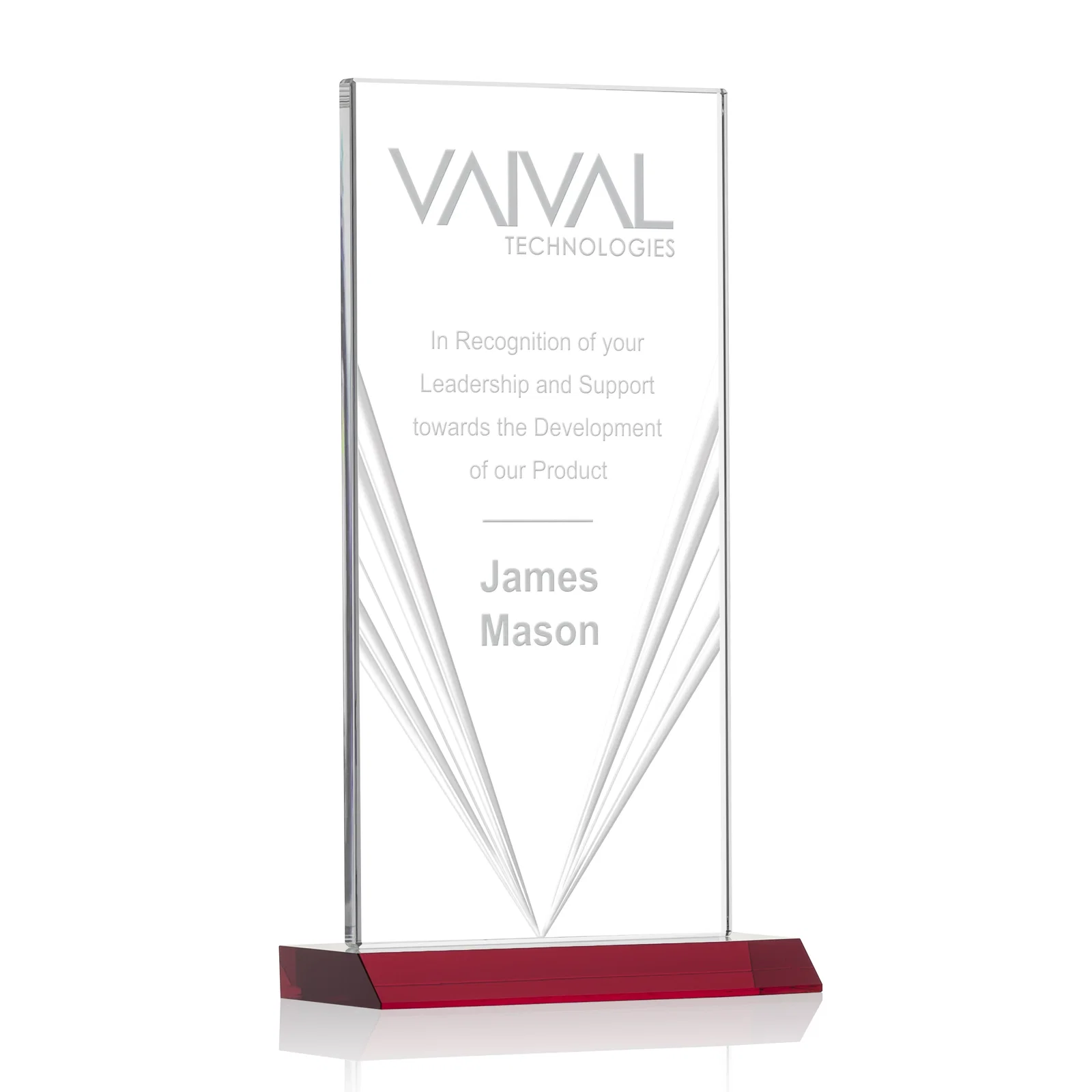 Personalized Starfire Crystal Rectangle Award With Full-Length Accent Lines, awards for graduation ceremonies