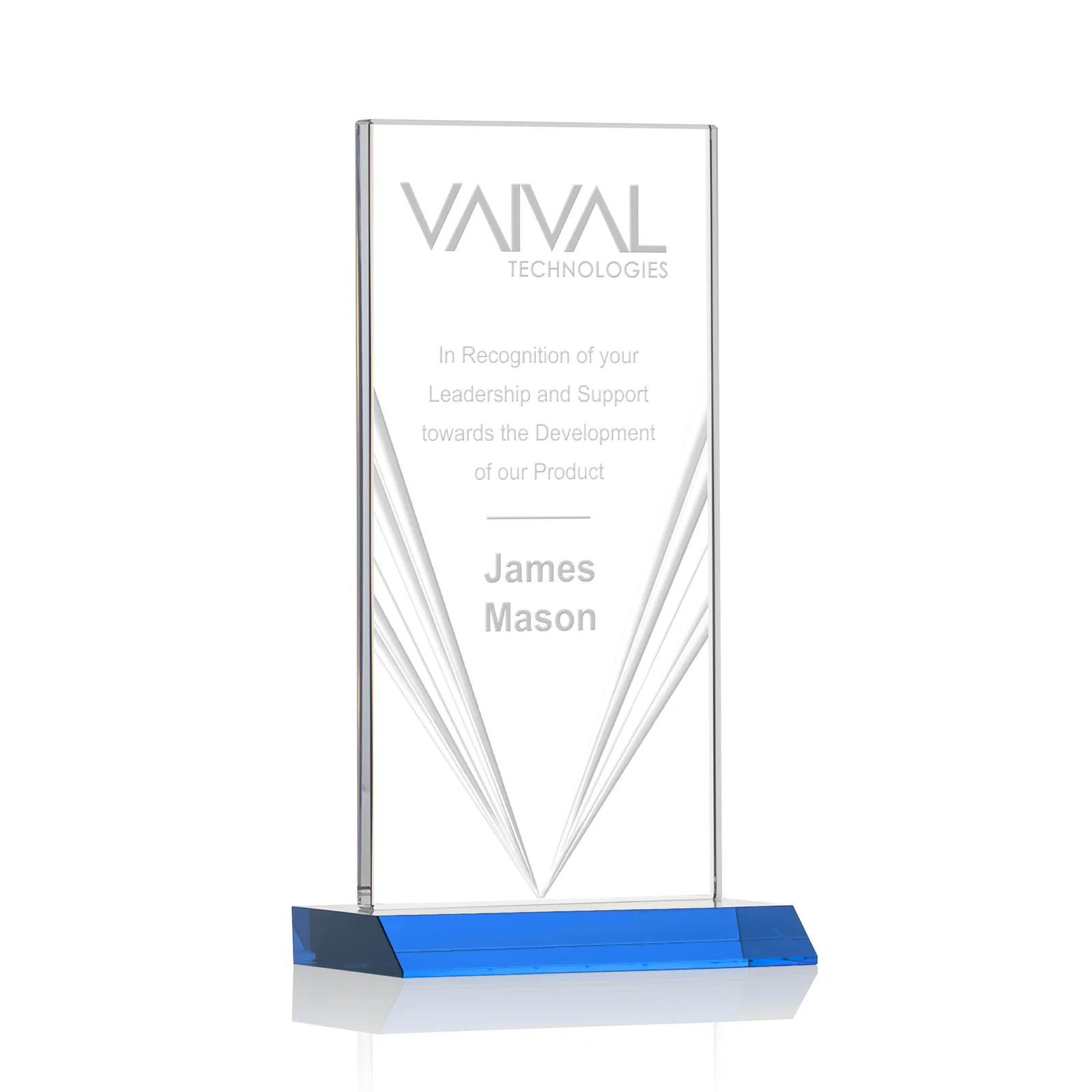 Personalized Starfire Crystal Rectangle Award With Full-Length Accent Lines, awards for dealer and partner awards