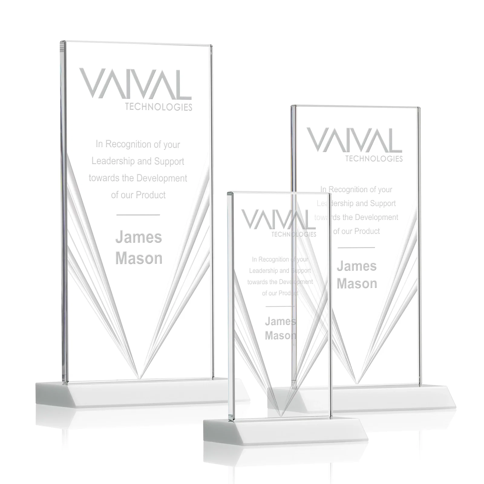 Promotional Starfire Crystal Rectangle Award With Full-Length Accent Lines, awards for employee recognition