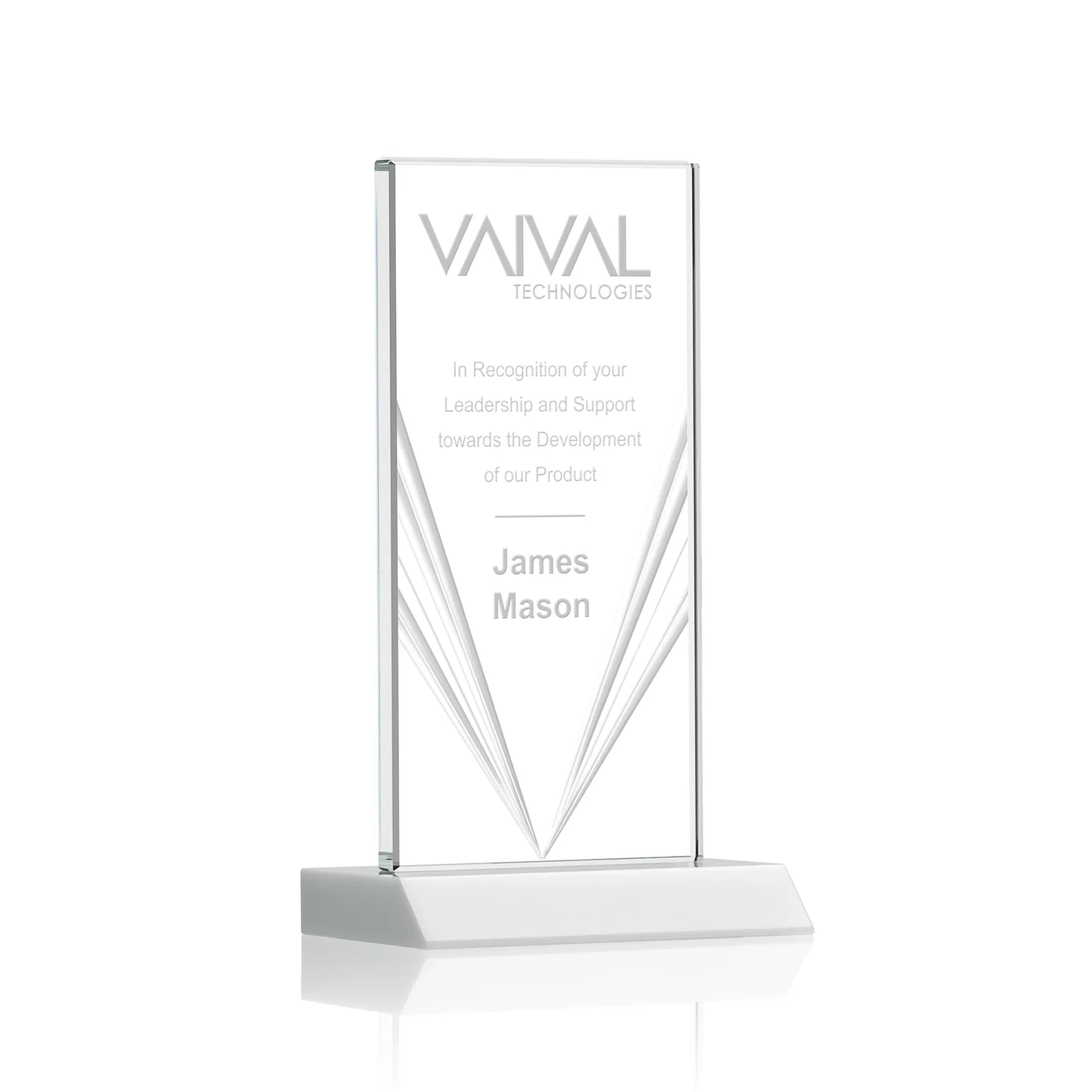 Promotional Starfire Crystal Rectangle Award With Full-Length Accent Lines, awards for corporate award ceremonies