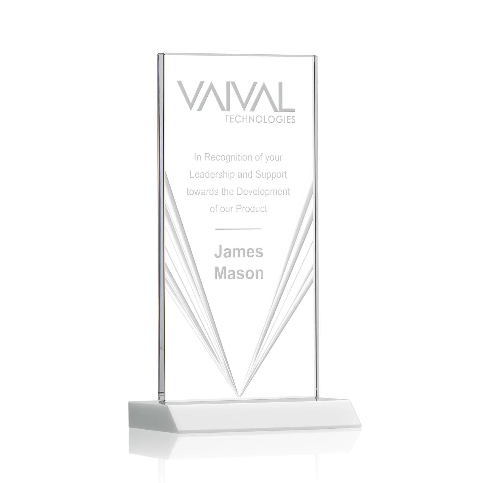 Promotional Starfire Crystal Rectangle Award With Full-Length Accent Lines, awards for service anniversary gifts