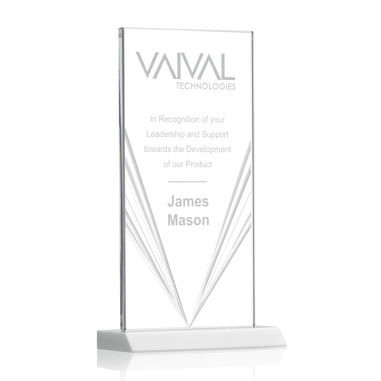 Promotional Starfire Crystal Rectangle Award With Full-Length Accent Lines, awards for sales achievement awards