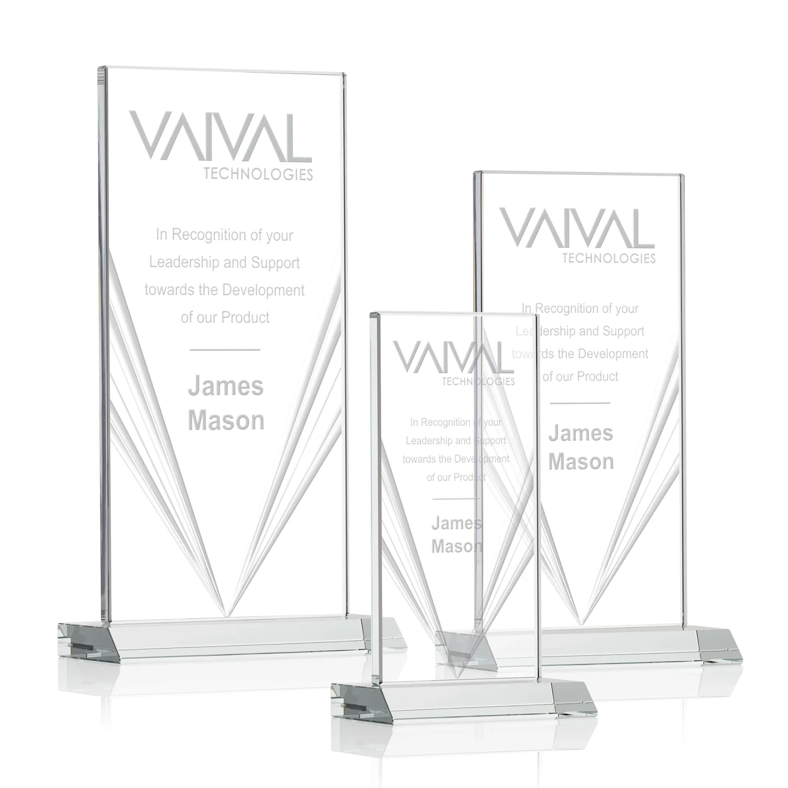 Promotional Starfire Crystal Rectangle Award With Full-Length Accent Lines, awards for retirement presentations