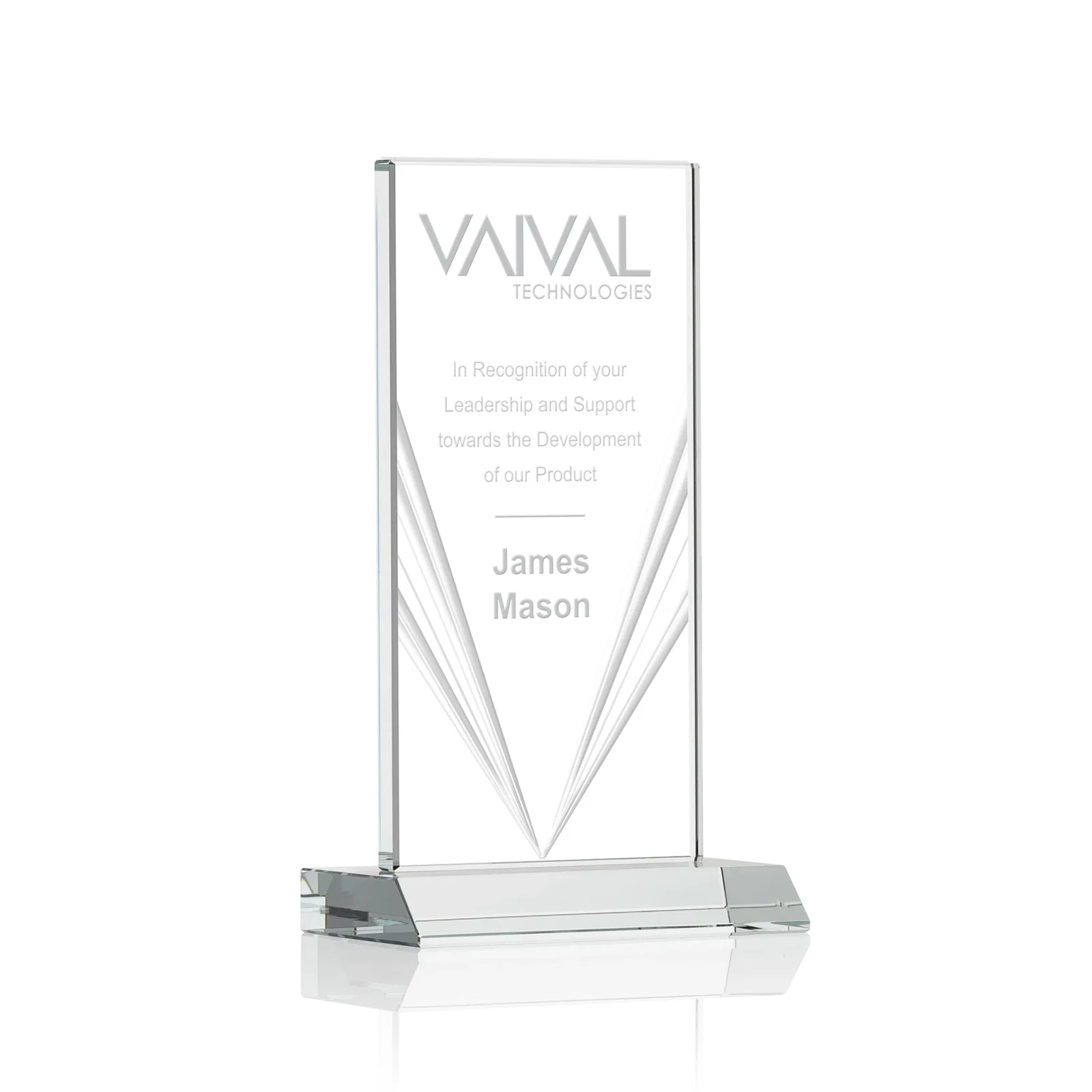 Promotional Starfire Crystal Rectangle Award With Full-Length Accent Lines, awards for team milestone celebrations