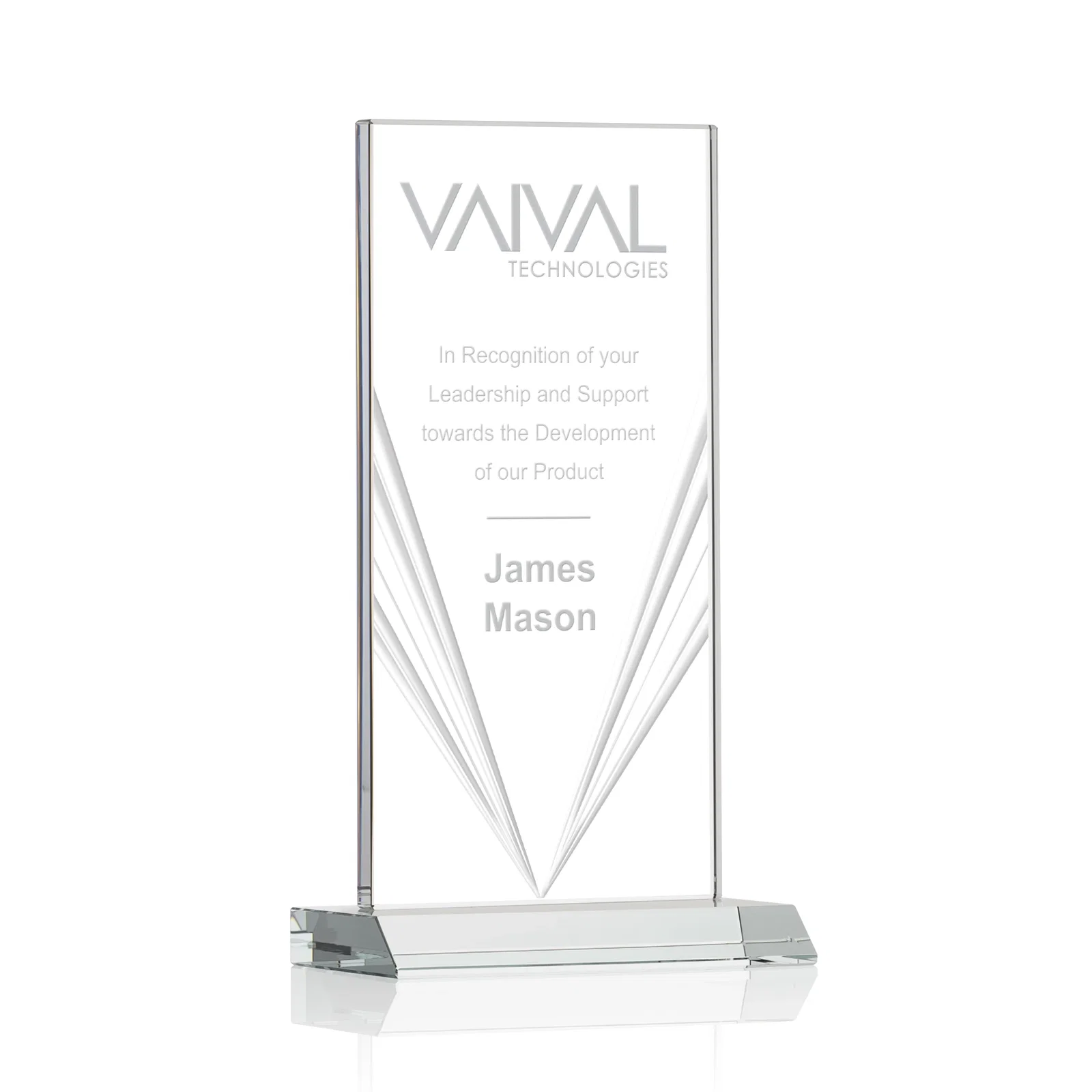 Promotional Starfire Crystal Rectangle Award With Full-Length Accent Lines, awards for donor appreciation