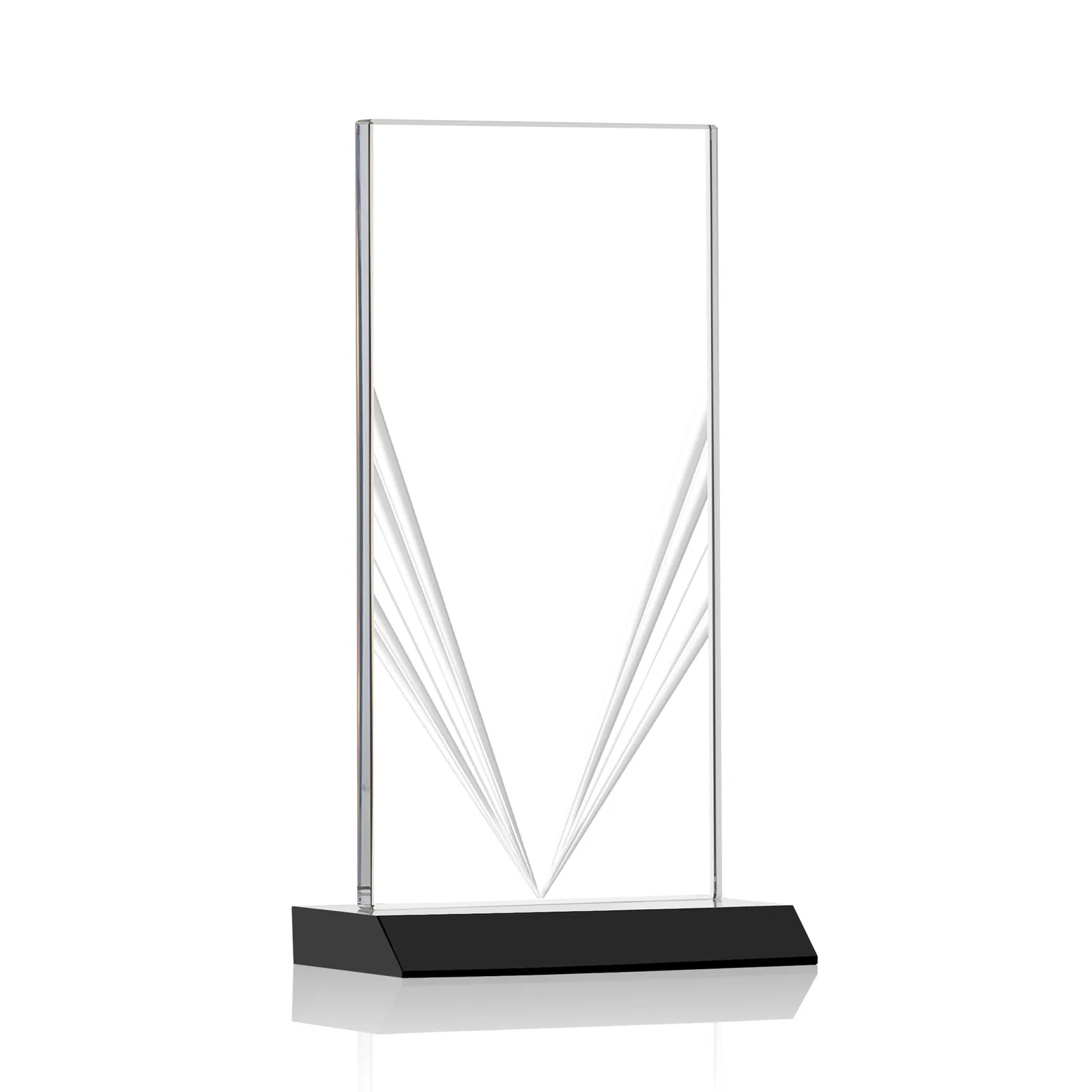 Promotional Starfire Crystal Rectangle Award With Full-Length Accent Lines, awards for volunteer appreciation