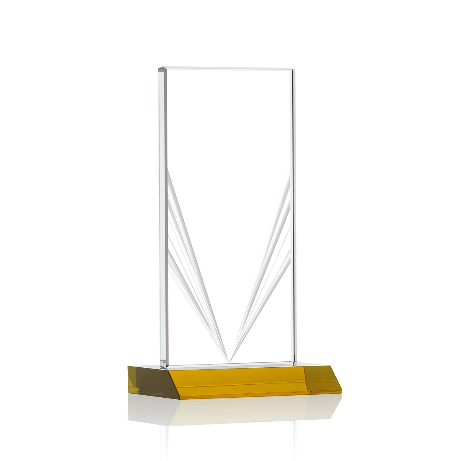 Promotional Starfire Crystal Rectangle Award With Full-Length Accent Lines, awards for company anniversary events