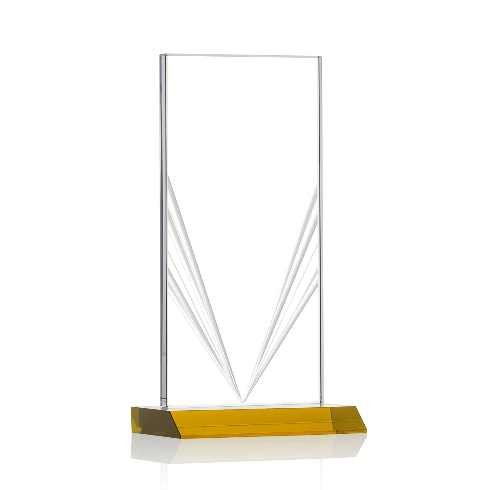 Branded Starfire Crystal Rectangle Award With Full-Length Accent Lines, awards for employee recognition