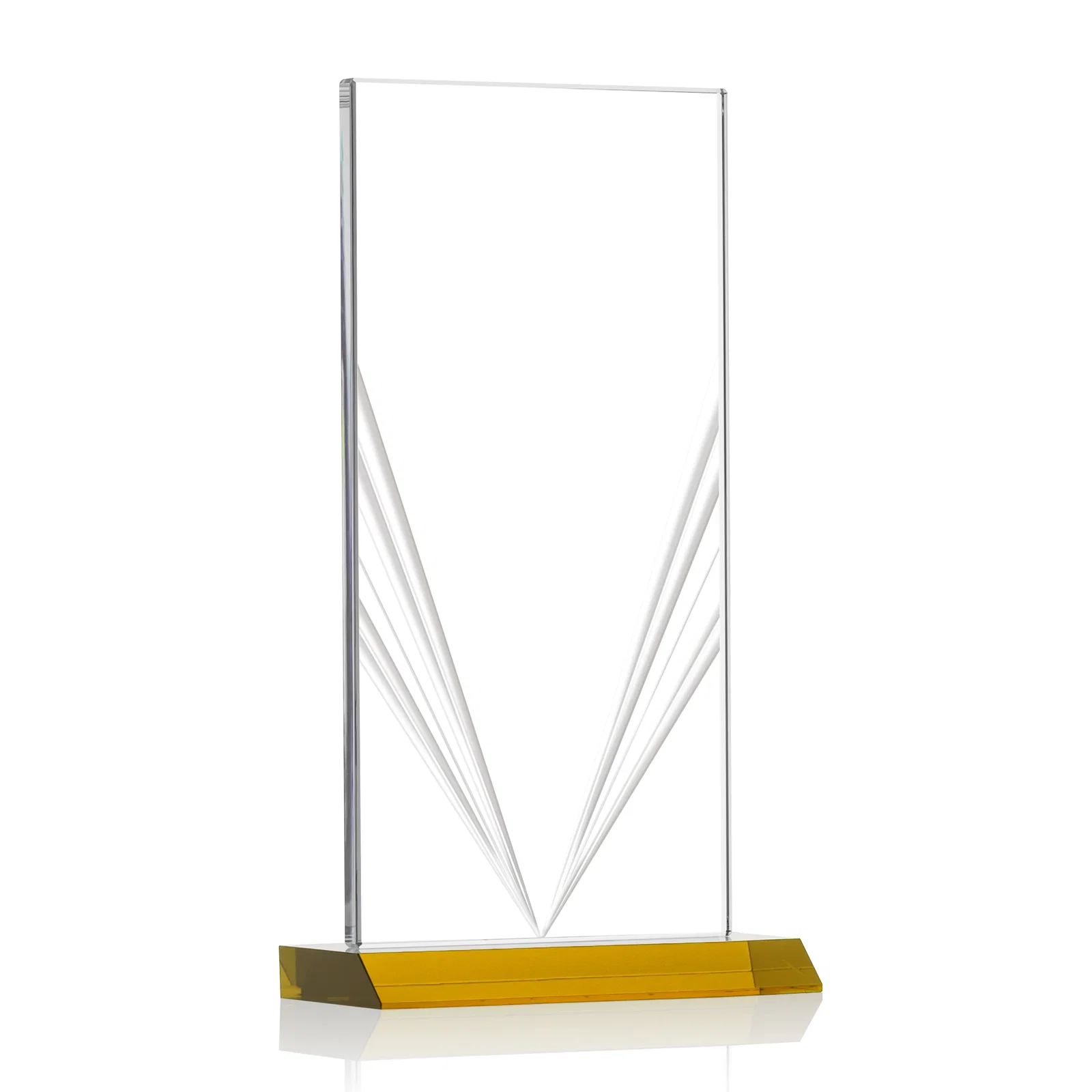 Branded Starfire Crystal Rectangle Award With Full-Length Accent Lines, awards for corporate award ceremonies
