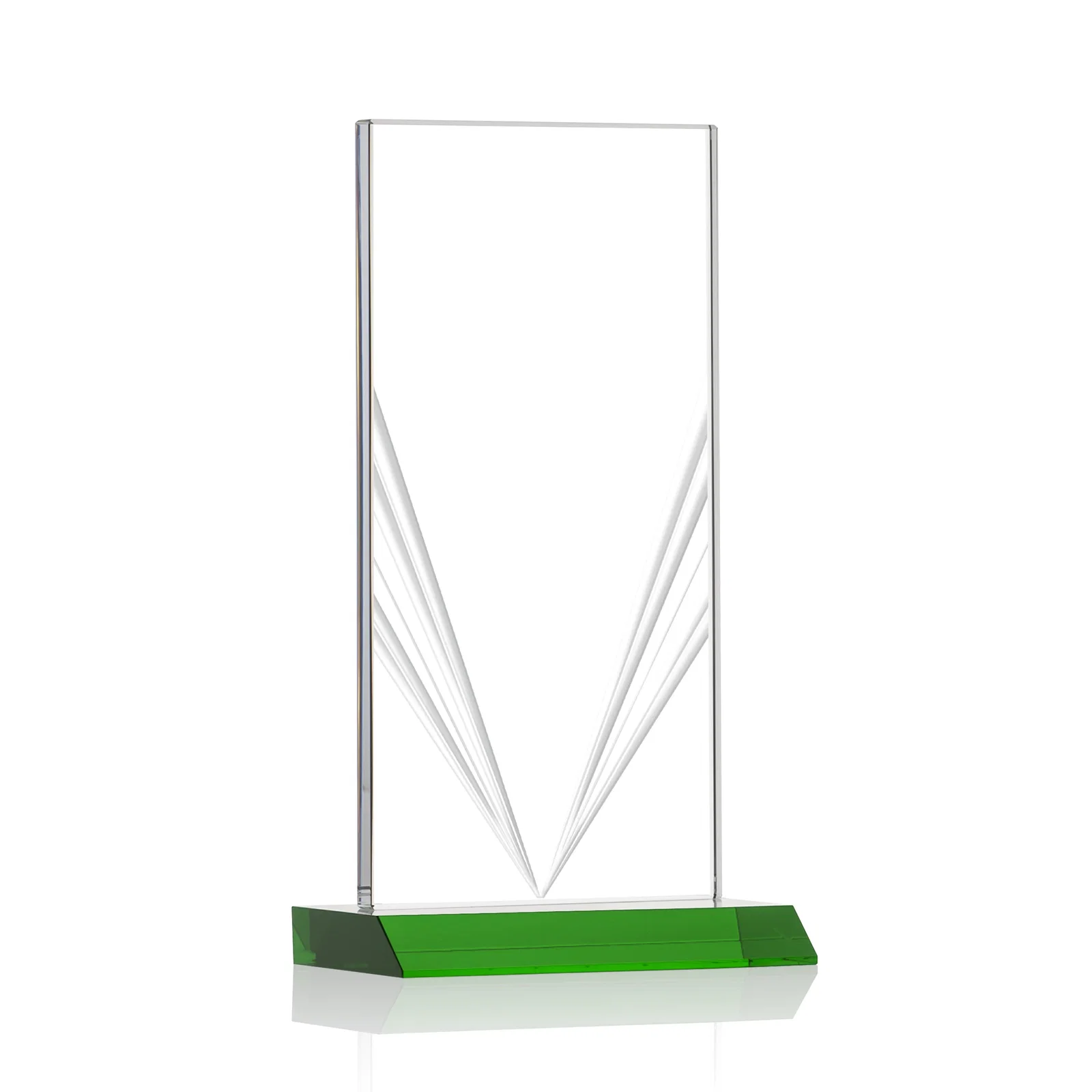 Branded Starfire Crystal Rectangle Award With Full-Length Accent Lines, awards for sales achievement awards