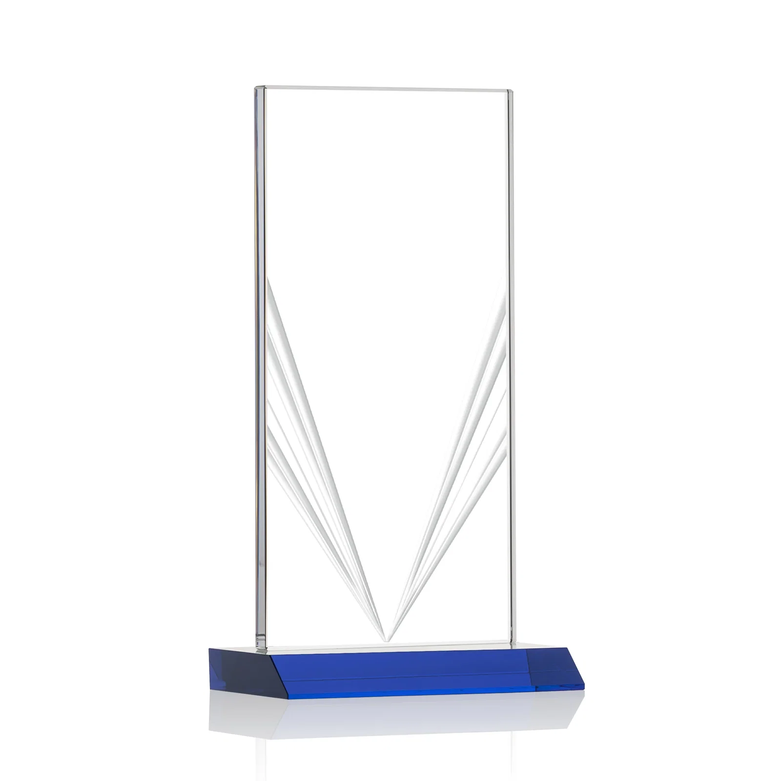 Branded Starfire Crystal Rectangle Award With Full-Length Accent Lines, awards for donor appreciation