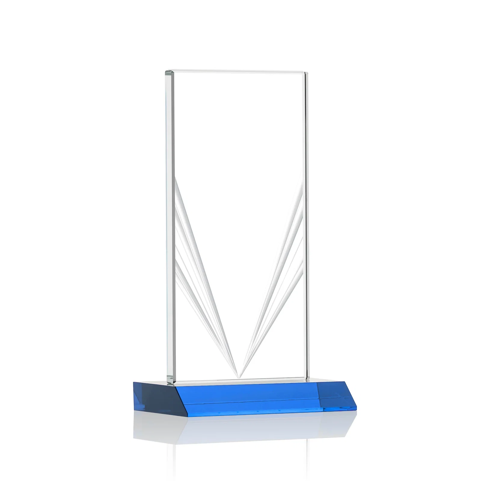 Branded Starfire Crystal Rectangle Award With Full-Length Accent Lines, awards for company anniversary events