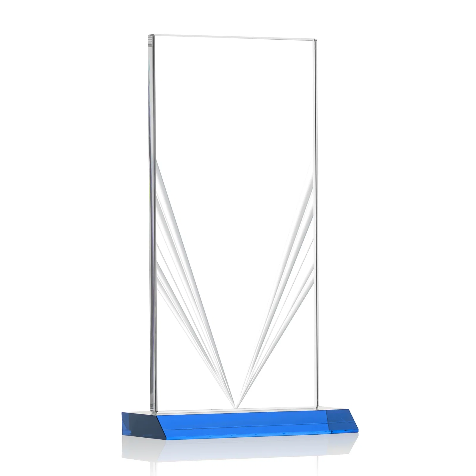 Custom printed Starfire Crystal Rectangle Award With Full-Length Accent Lines, awards for corporate award ceremonies