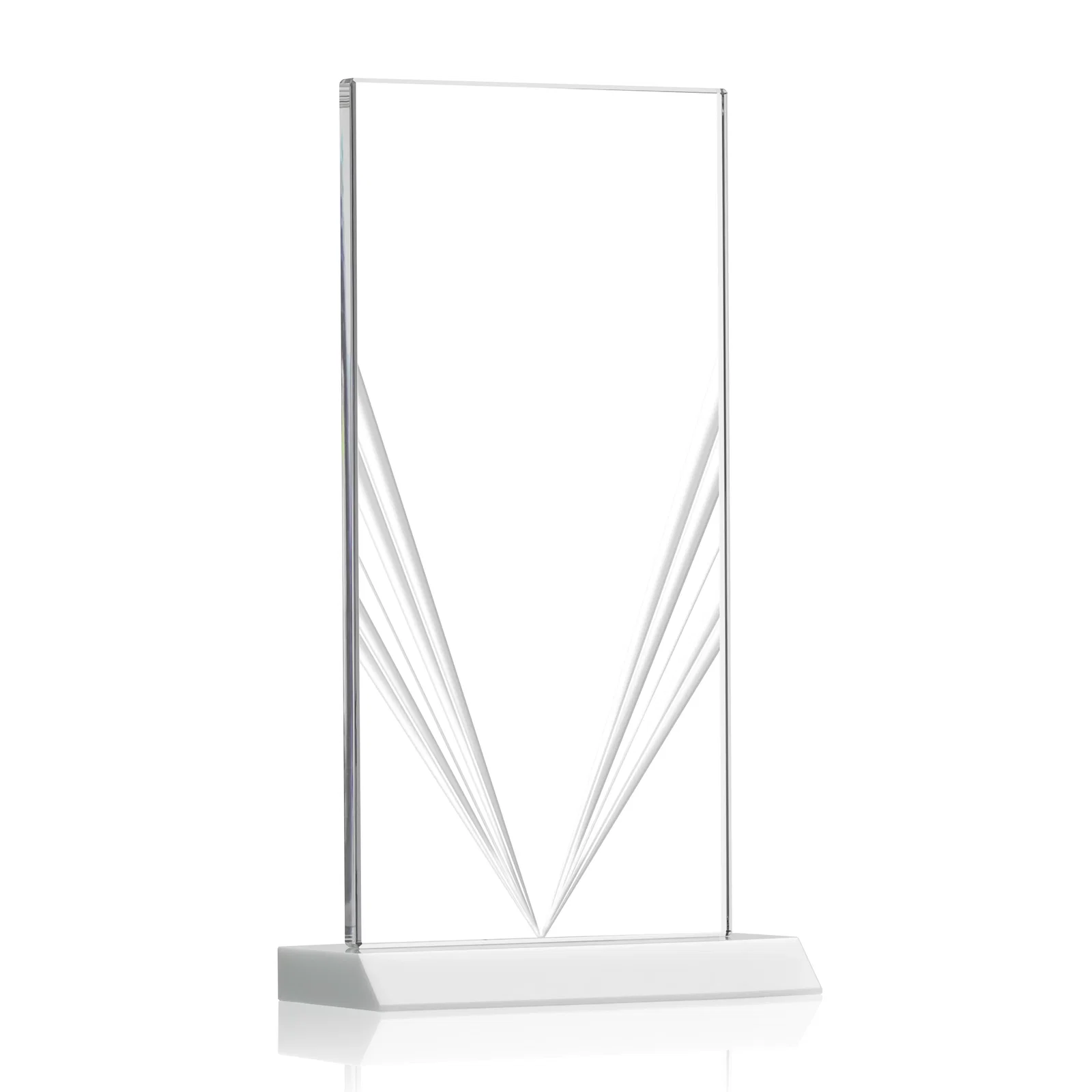 Custom printed Starfire Crystal Rectangle Award With Full-Length Accent Lines, awards for retirement presentations