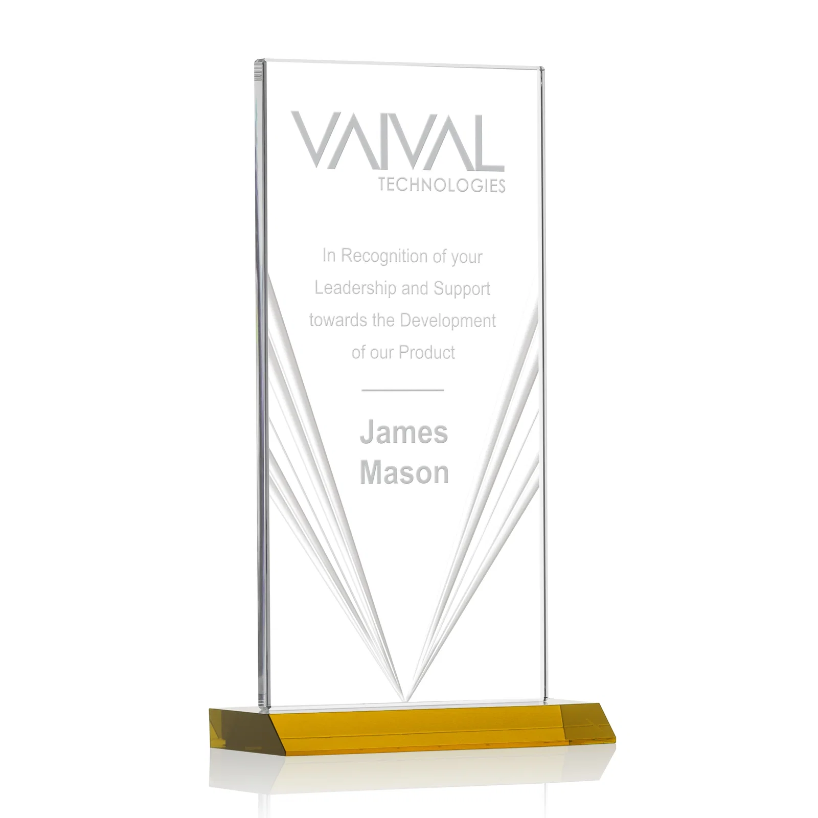 Custom Starfire Crystal Rectangle Award With Full-Length Accent Lines, awards for graduation ceremonies
