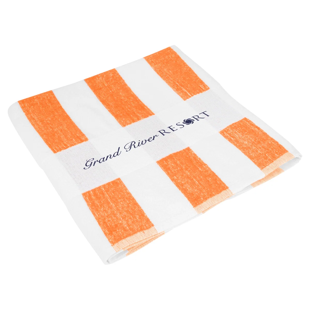 Corner detail of the woven stripes against the white ground