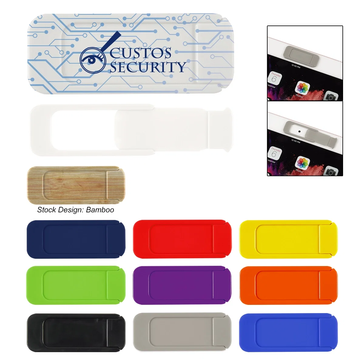 Sliding webcam cover shown closed on a plain white surface