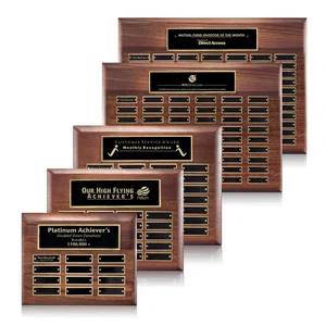 American Walnut Piano Finish Plaque With Pre-Attached Header Plate