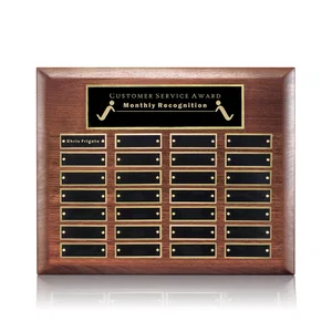 American Walnut Piano Finish Plaque With Pre-Attached Header Plate