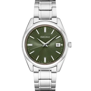 Seiko SUR527 Essentials Stainless Steel Quartz: Olive Dial 40.2mm
