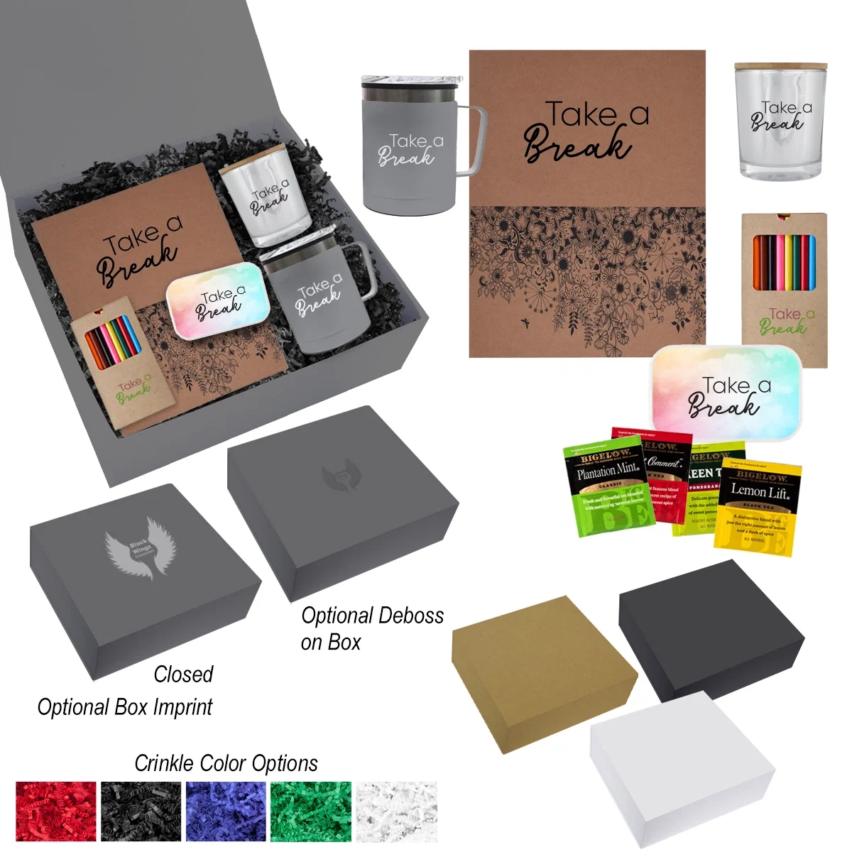 Self care tea gift set with a bamboo lidded cup
