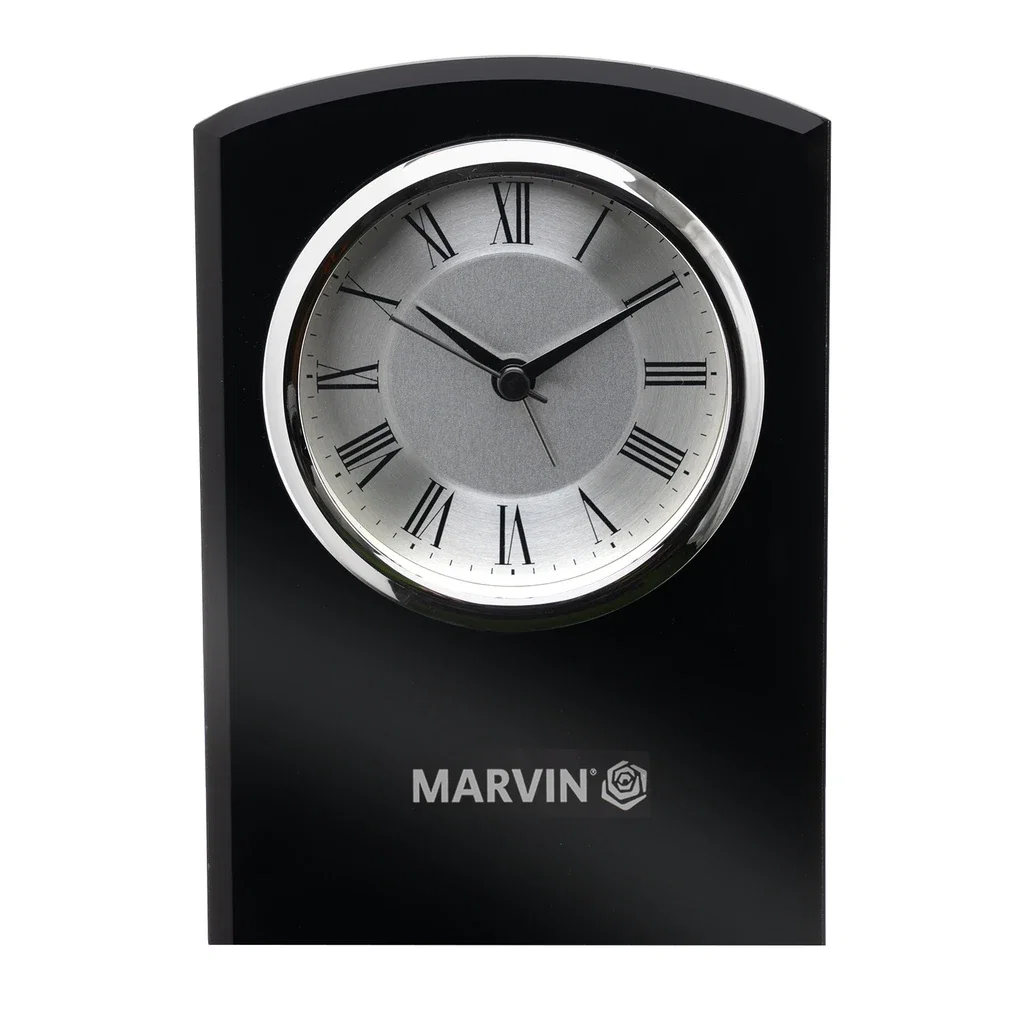 Self-Standing Black Glass Desk Clock — Black — view 2