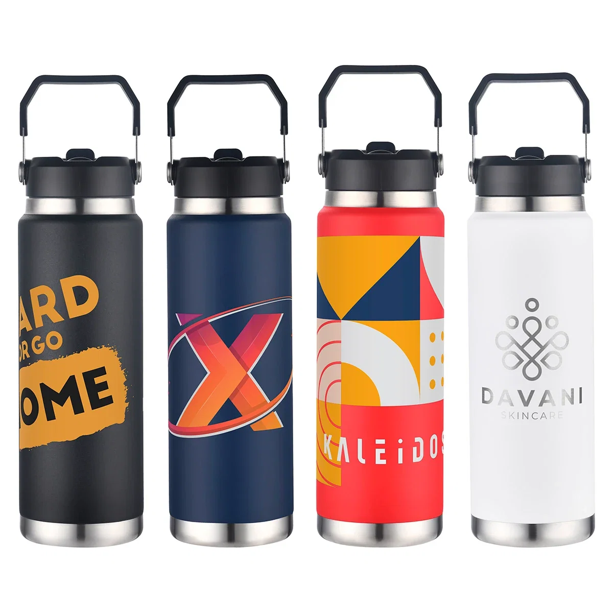 Senago 30 oz copper-lined straw bottle with custom logo, hero front view