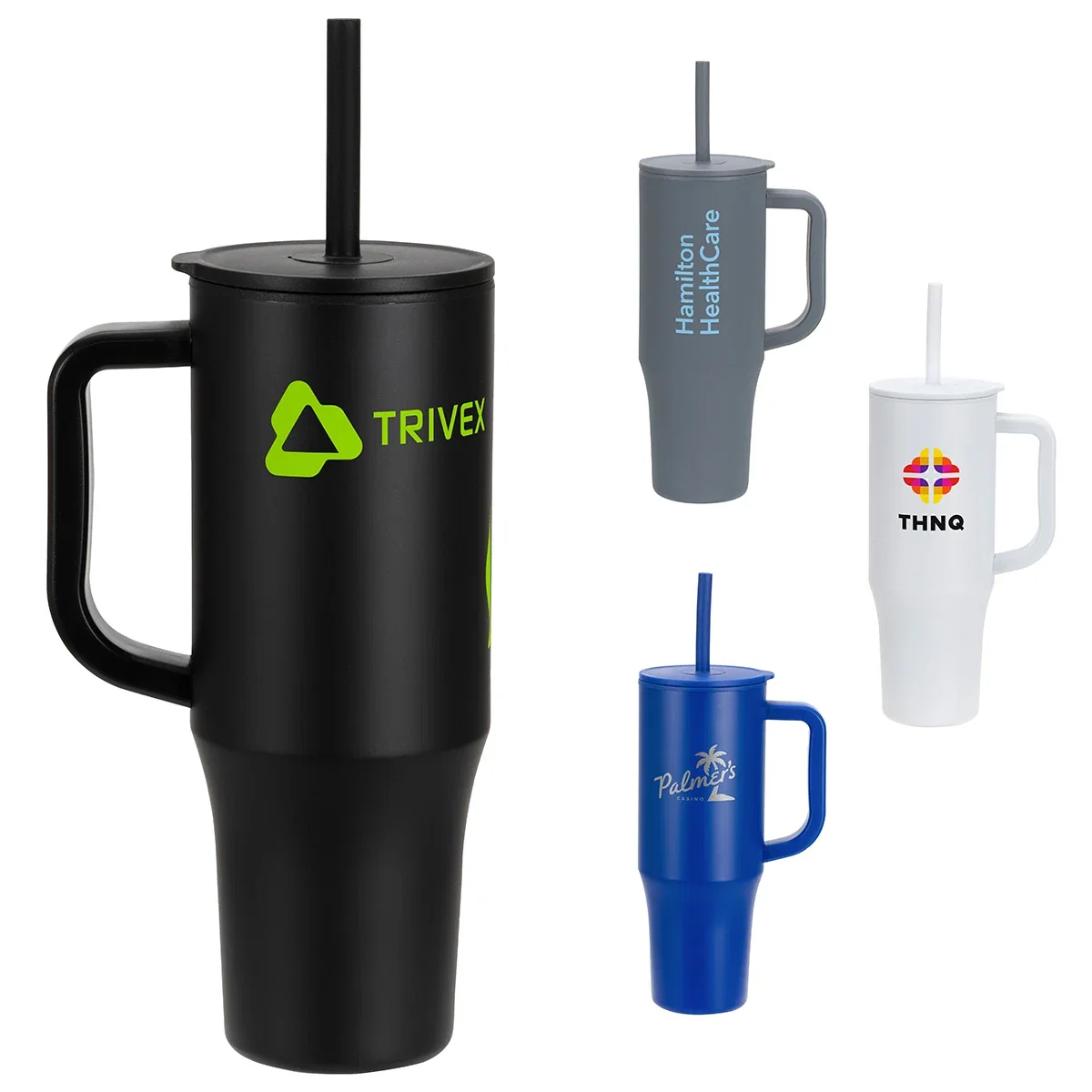 Custom Seneca 30 oz Straw Mug, front view of the branded eco-friendly mug