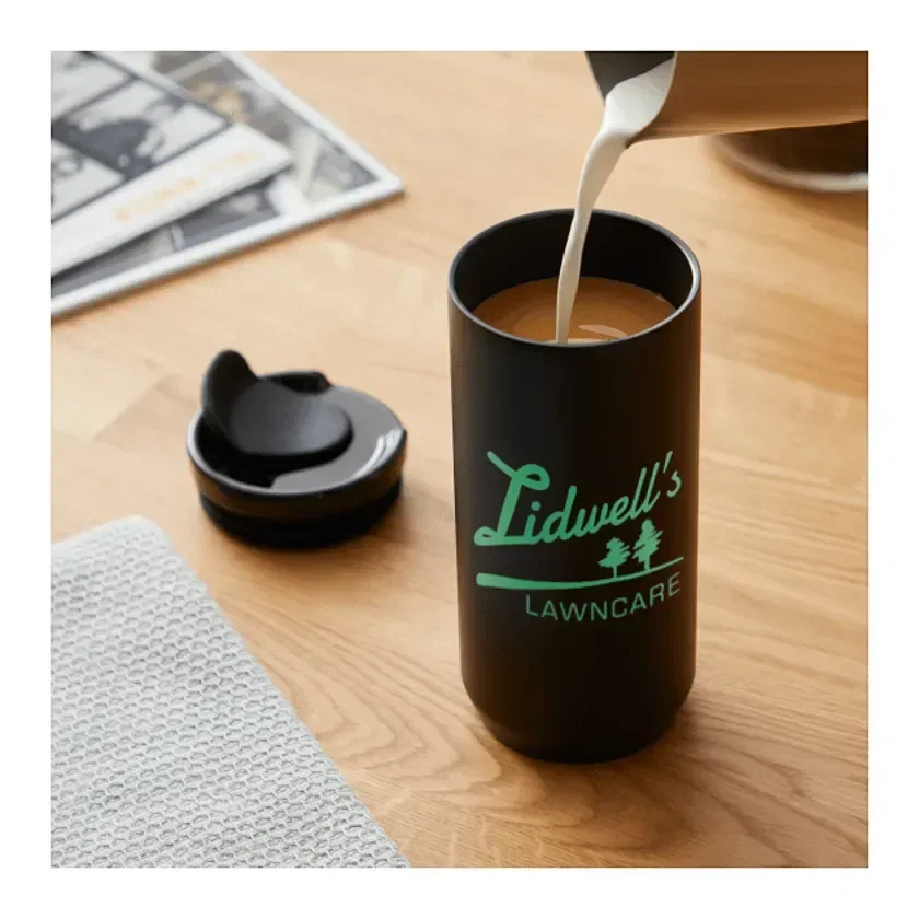 Seneca Tumbler 16oz w/ Ceramic Lid & Lining in use