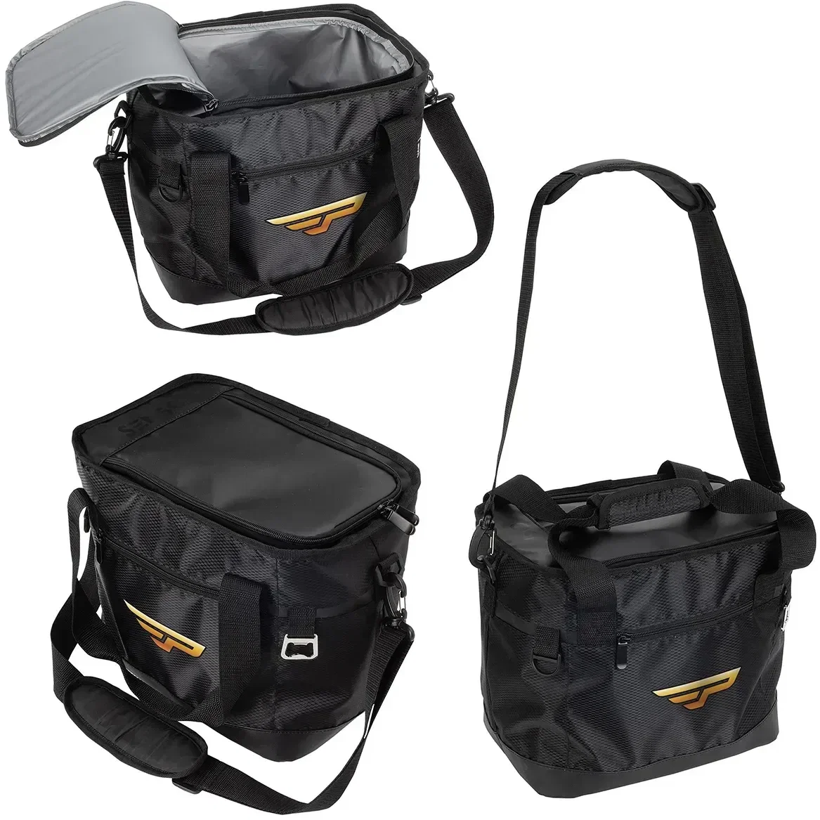 Promotional SENSO 24-can cooler bag, top view of open interior