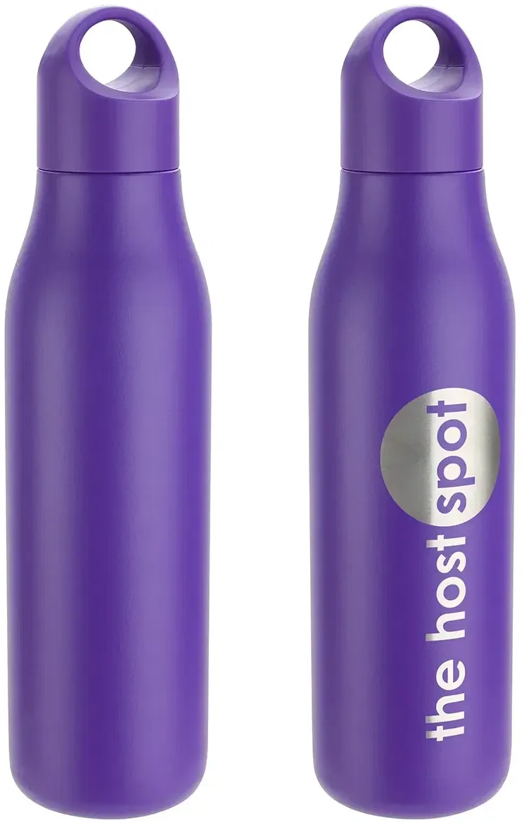 Custom logo SENSO 22 oz vacuum bottle, detail of the lid and threaded cap