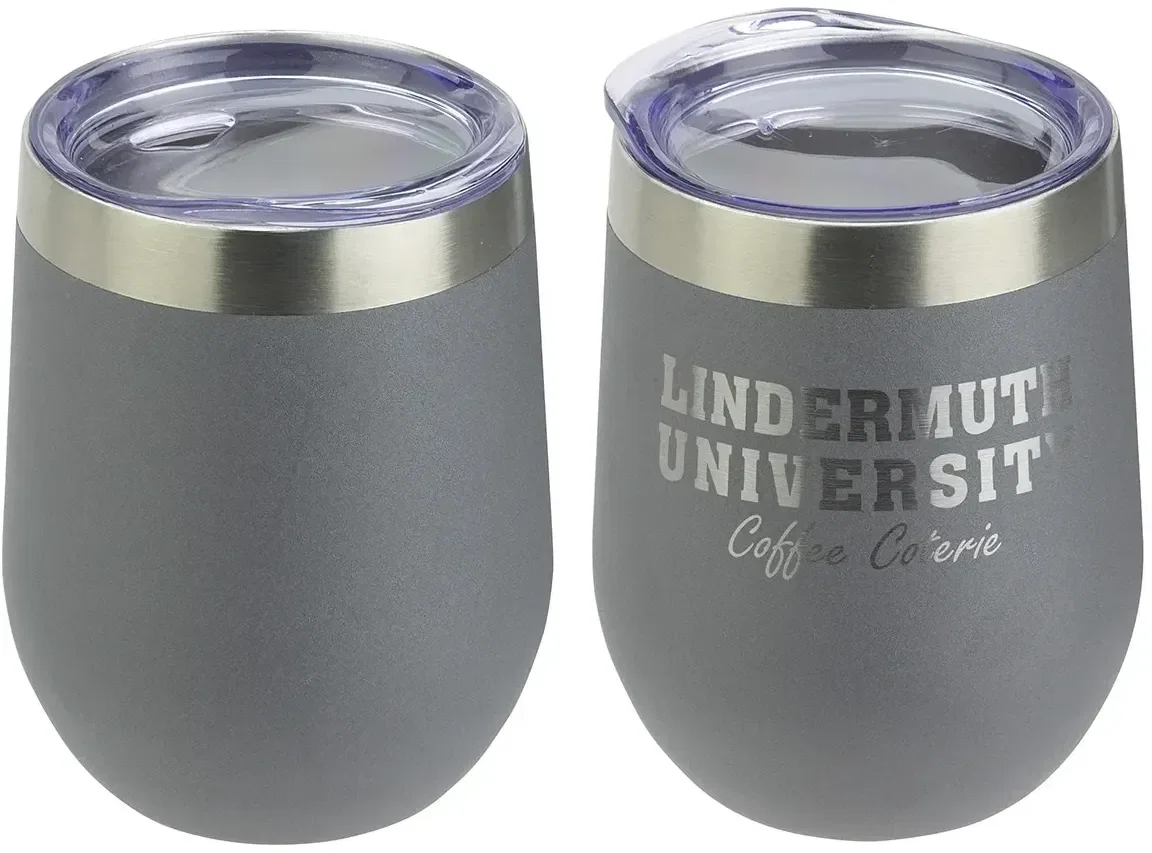 SENSO promotional insulated wine tumbler, side view with press-on lid