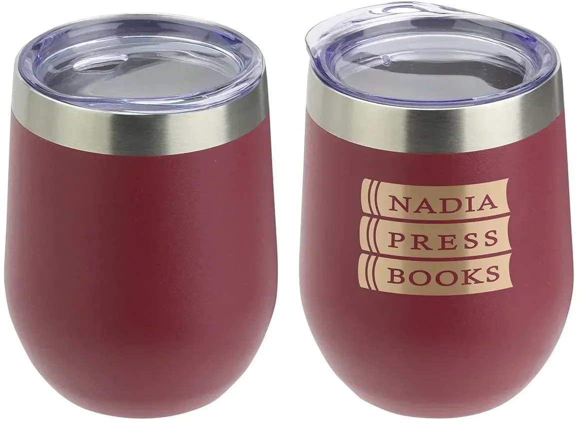 custom SENSO wine tumbler with lid off, showing 10 oz stainless interior