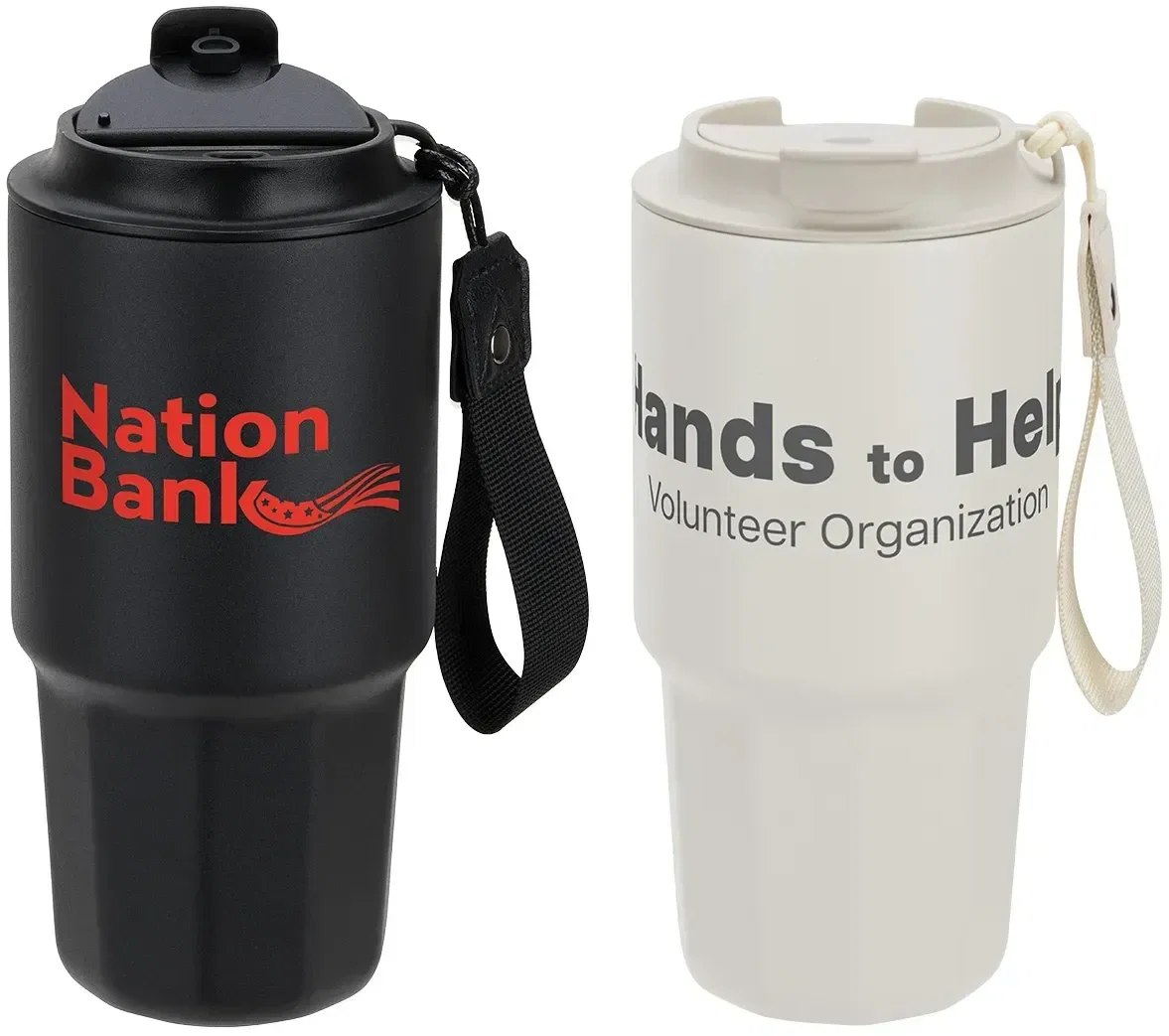 SENSO Dash 21 oz Insulated Tumbler, branded travel tumbler with hand strap, front view