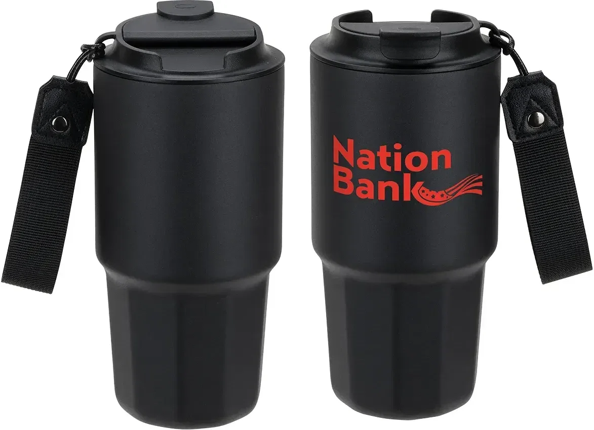 Custom SENSO Dash insulated tumbler showing grip body, side view