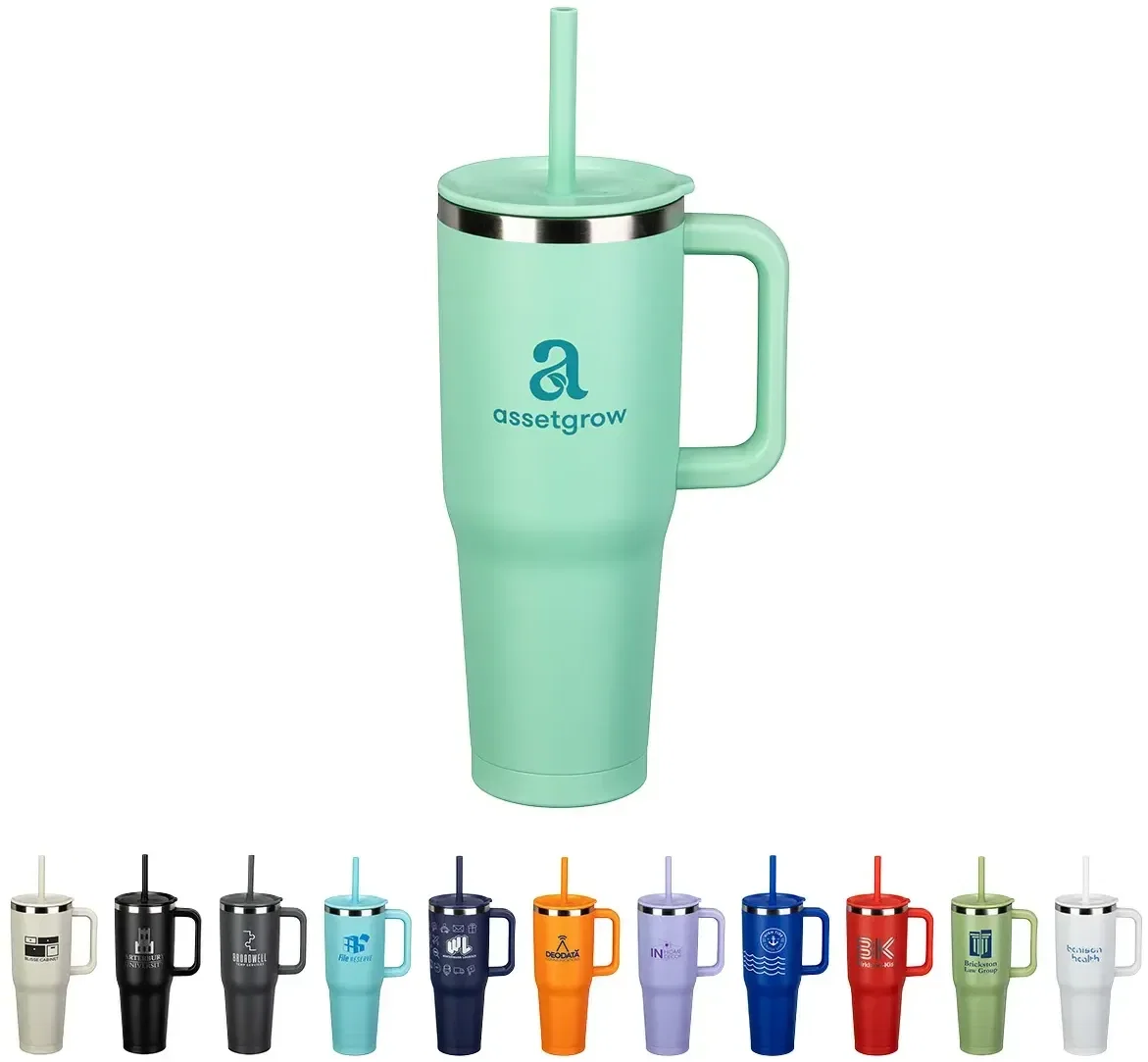 Custom SENSO Summit 40 oz insulated travel mug tumbler, front view