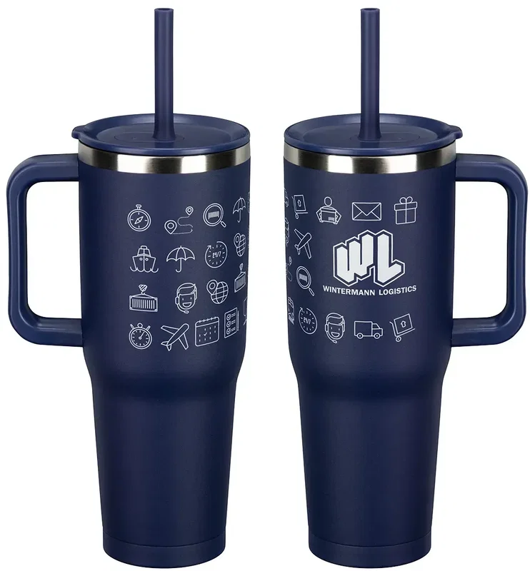 Custom 40 oz insulated tumbler shown in a color option lineup