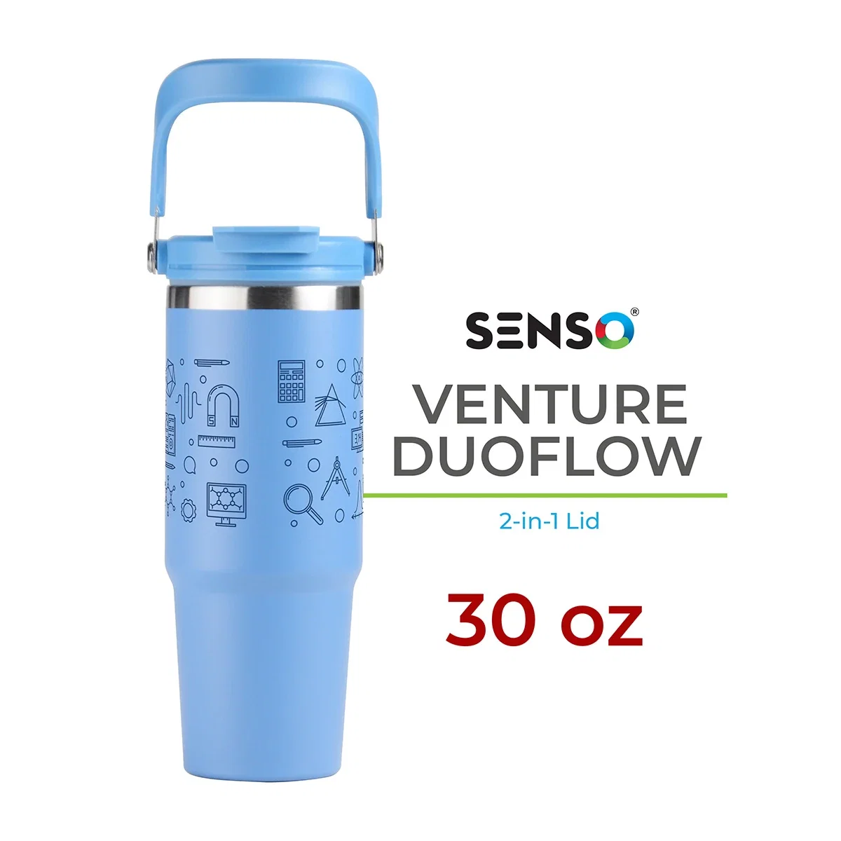 SENSO Venture DuoFlow Travel Tumbler shown in side profile, second size option